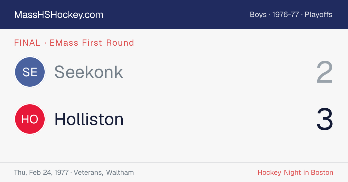 Seekonk at Holliston score card