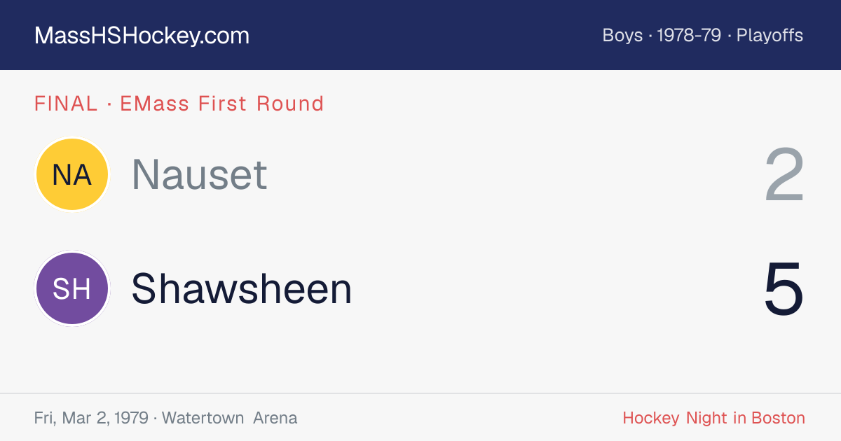 Nauset at Shawsheen score card