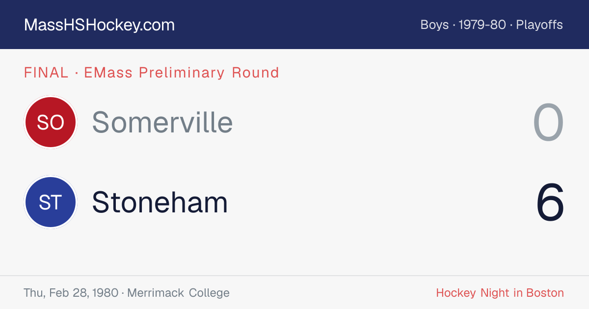 Somerville at Stoneham score card