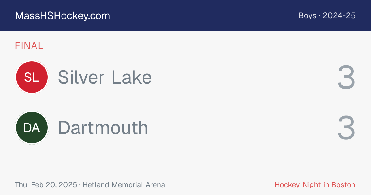 Silver Lake at Dartmouth score card