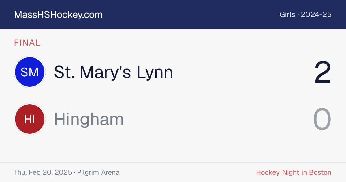 St. Mary's Lynn at Hingham score card