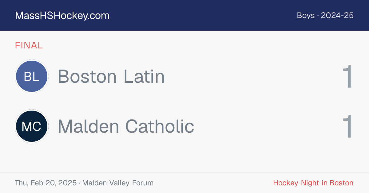 Boston Latin at Malden Catholic score card
