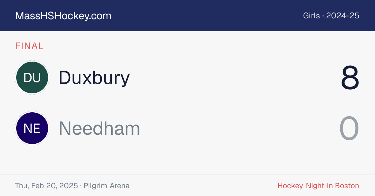 Duxbury at Needham score card