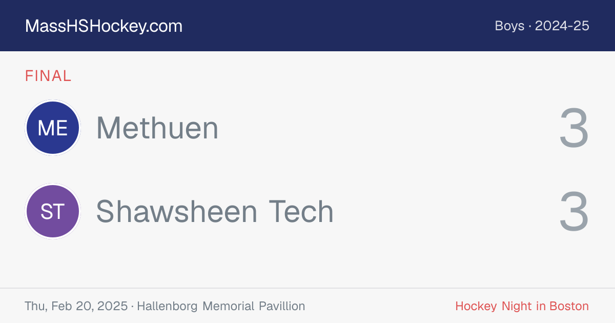 Methuen at Shawsheen Tech score card