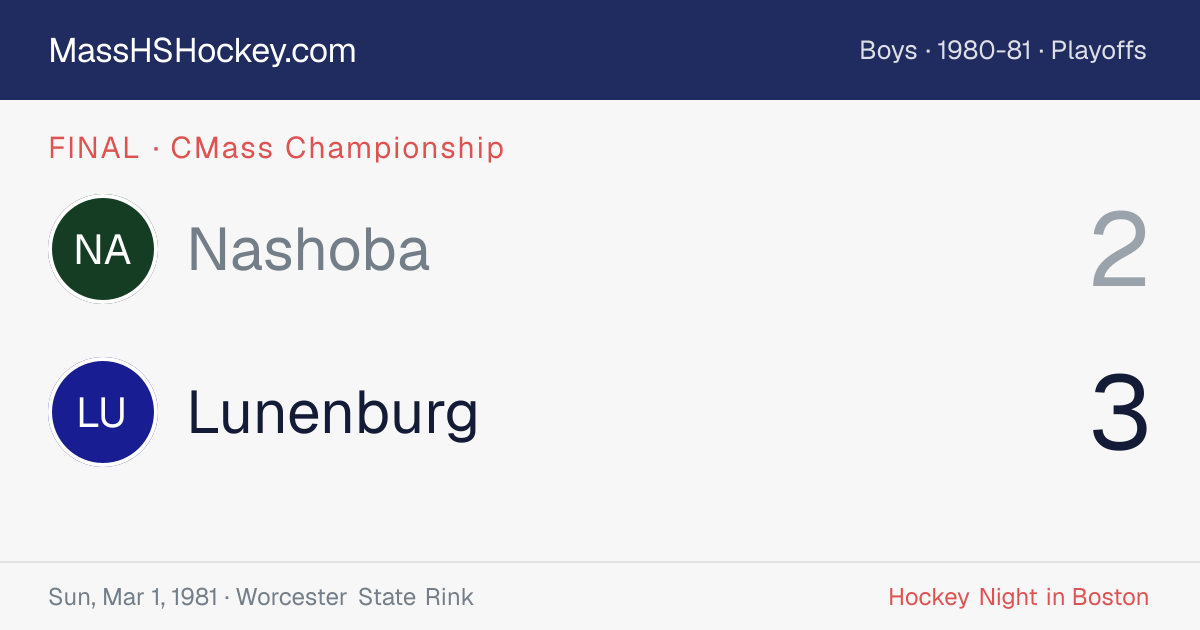 Nashoba at Lunenburg score card