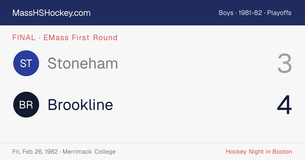 Stoneham at Brookline score card