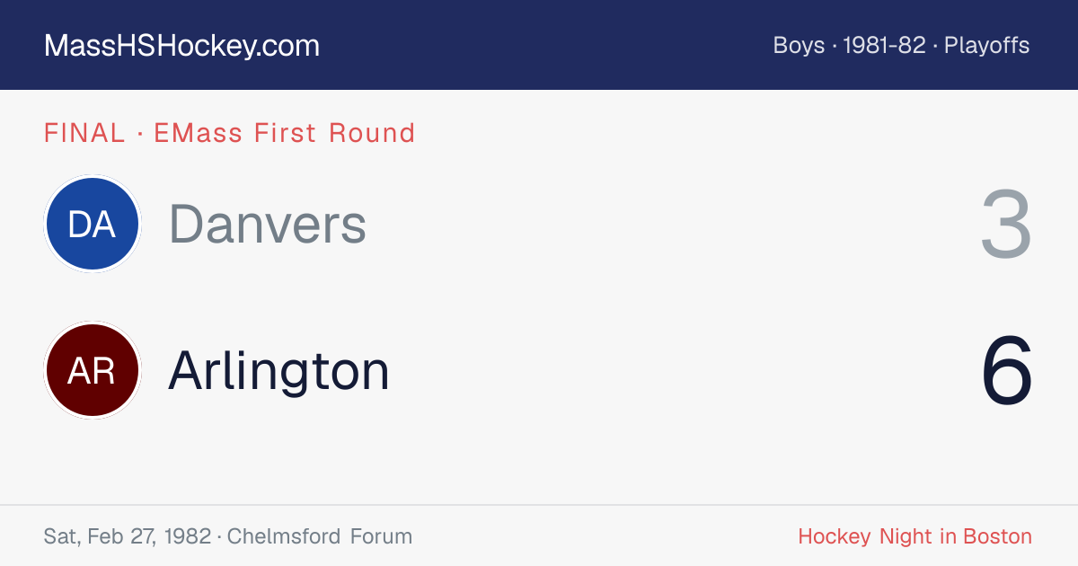 Danvers at Arlington score card