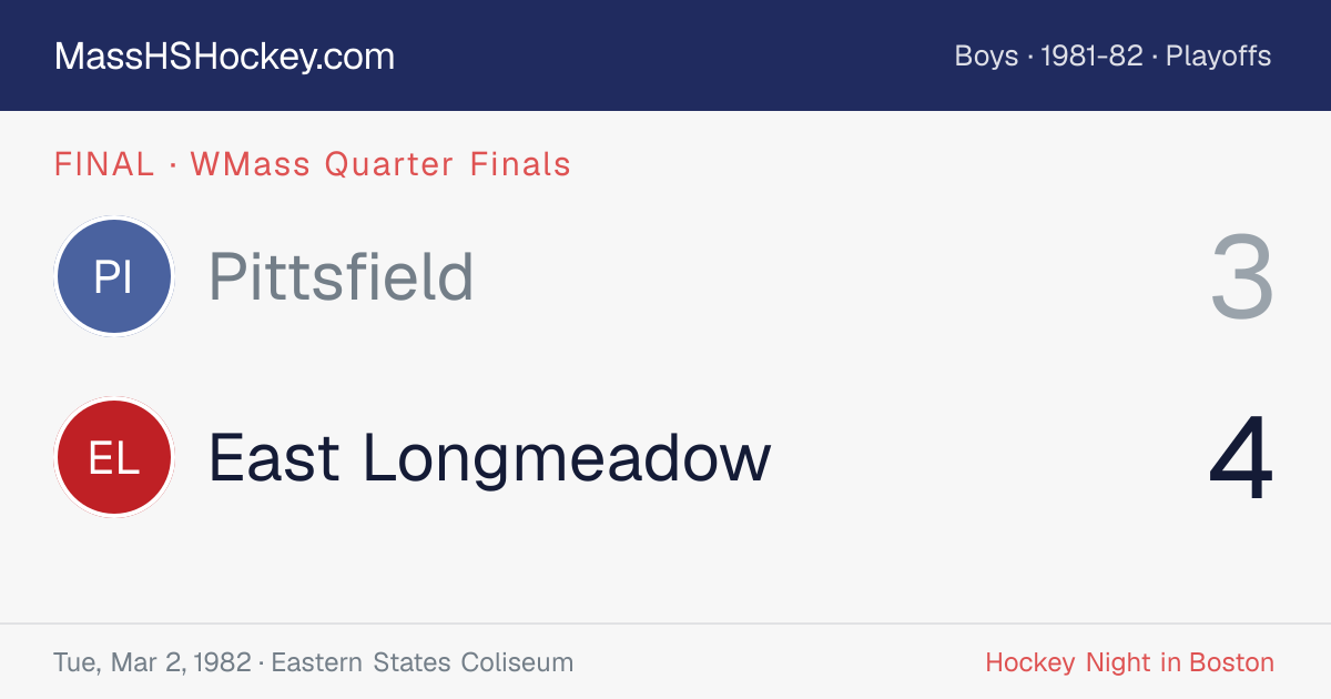 Pittsfield at East Longmeadow score card