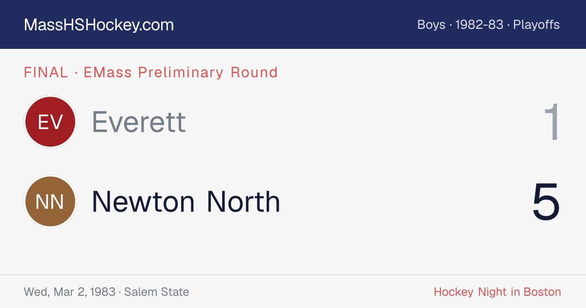 Everett at Newton North score card
