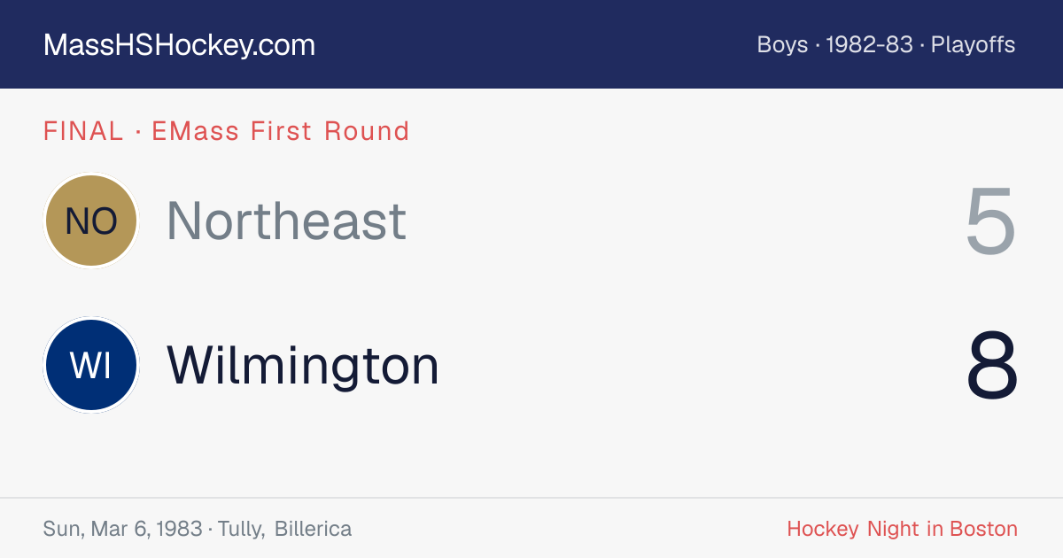 Northeast at Wilmington score card