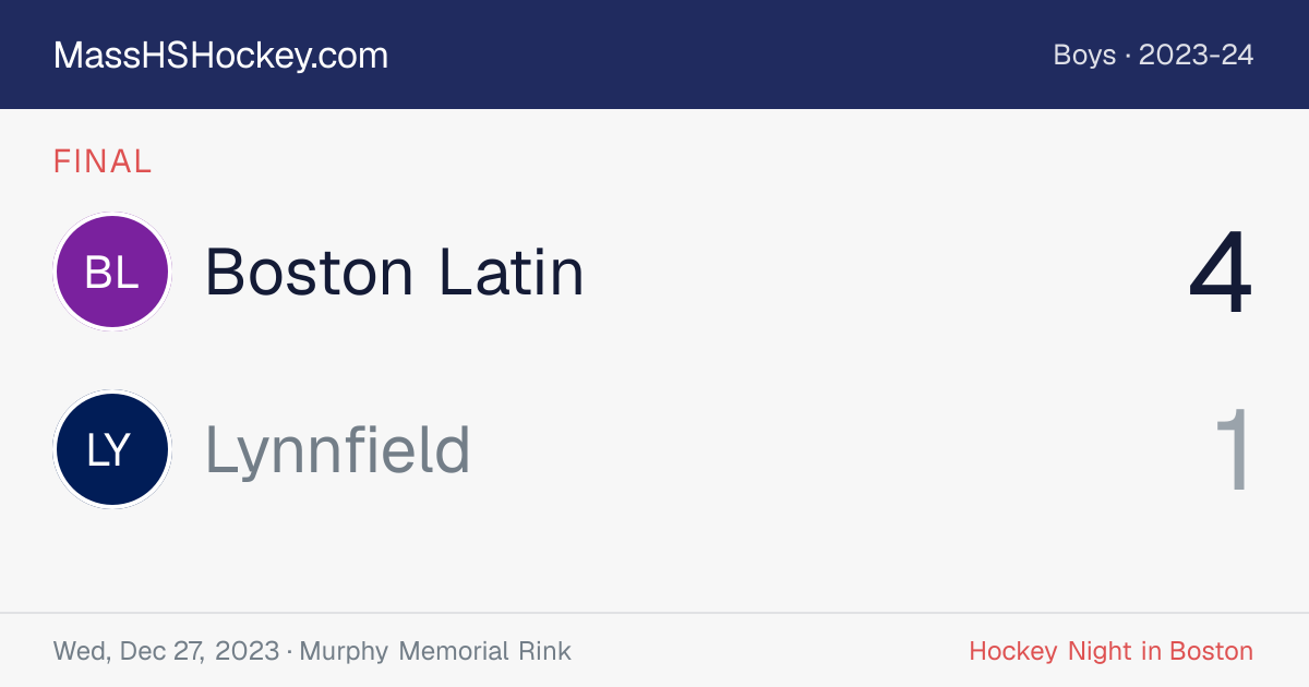 Boston Latin at Lynnfield score card