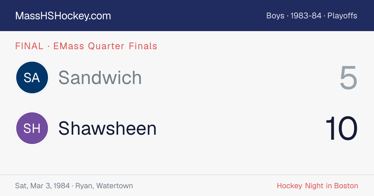 Sandwich at Shawsheen score card