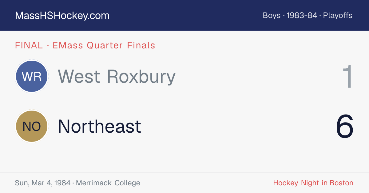 West Roxbury at Northeast score card