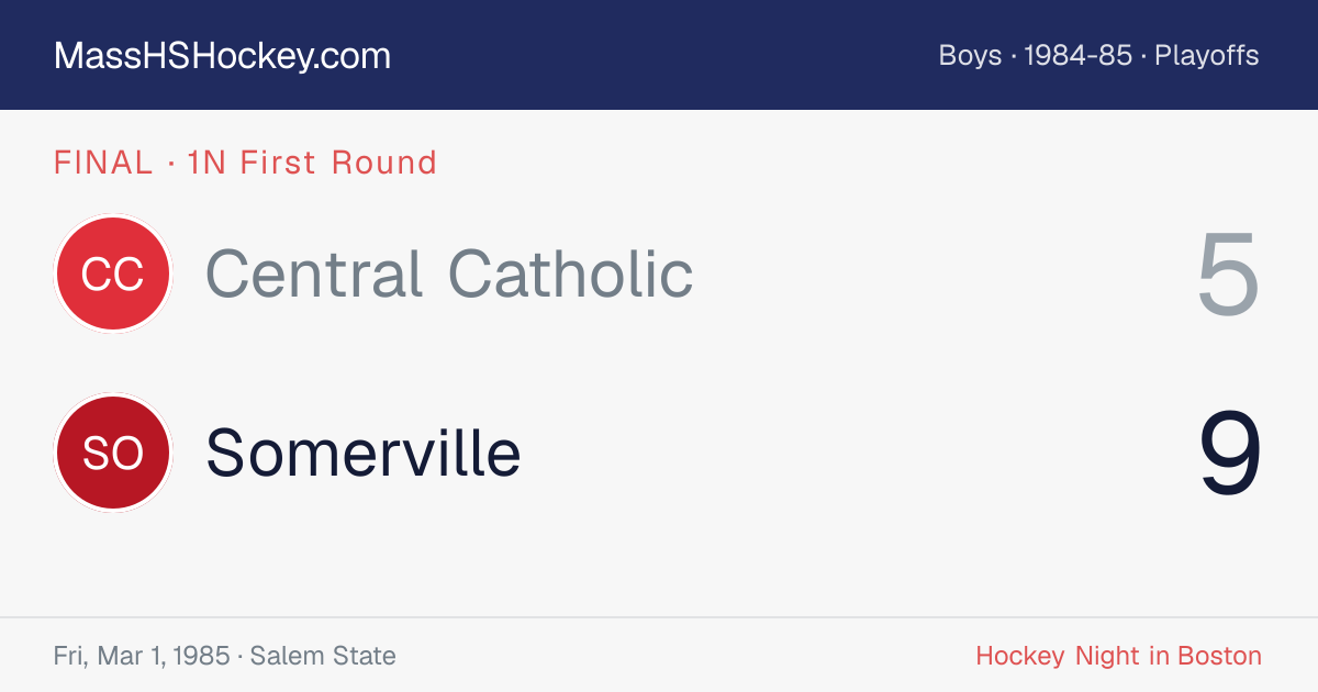 Central Catholic at Somerville score card