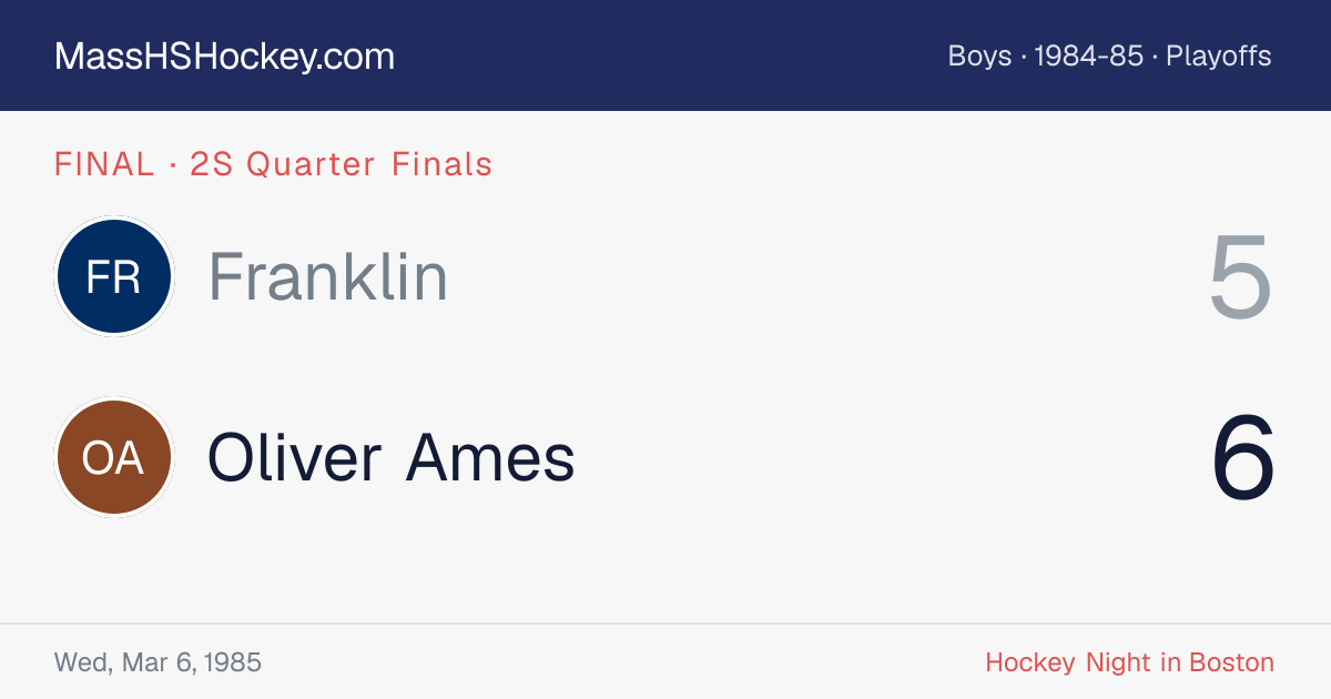Franklin at Oliver Ames score card