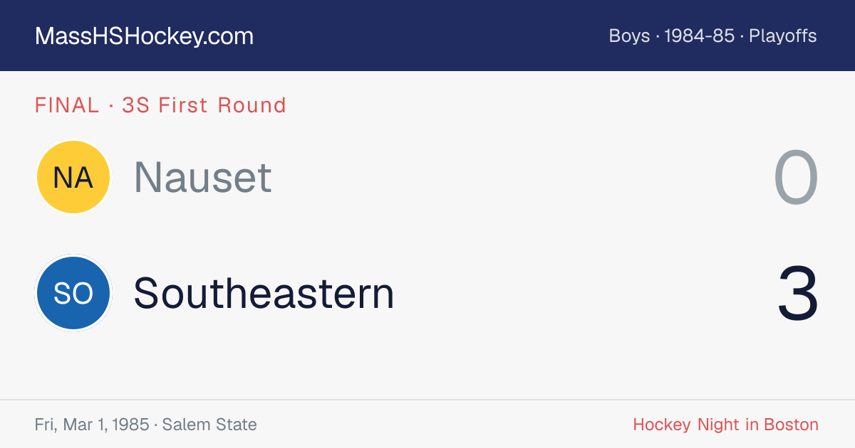 Nauset at Southeastern score card