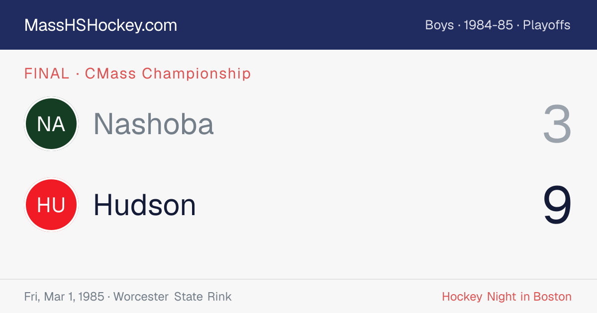 Nashoba at Hudson score card
