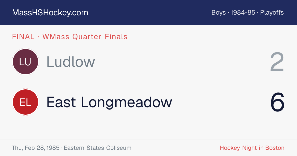 Ludlow at East Longmeadow score card