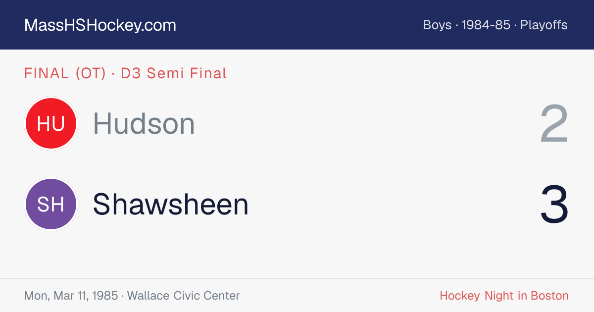 Hudson at Shawsheen score card