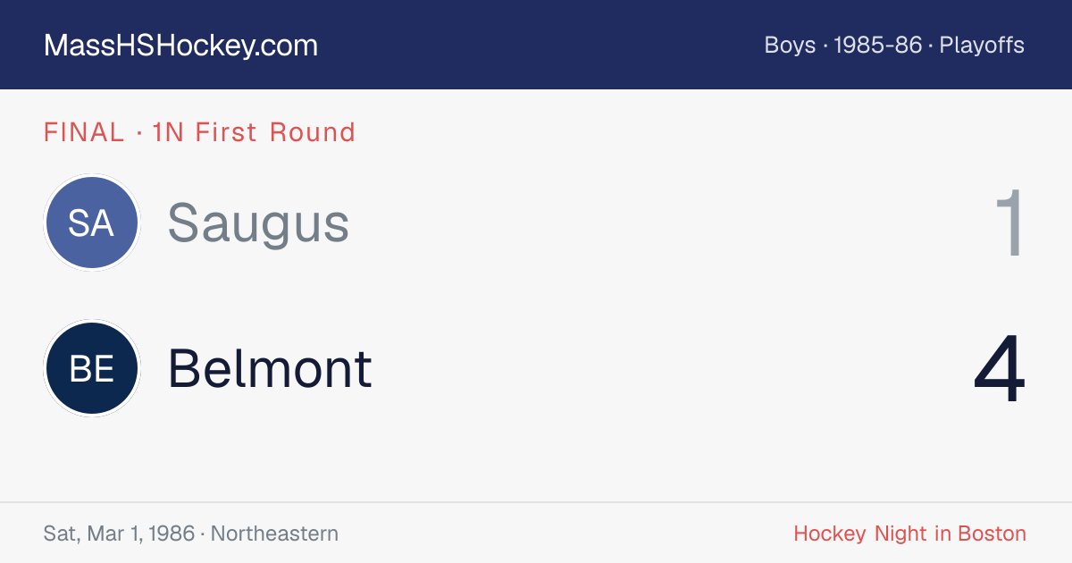 Saugus at Belmont score card