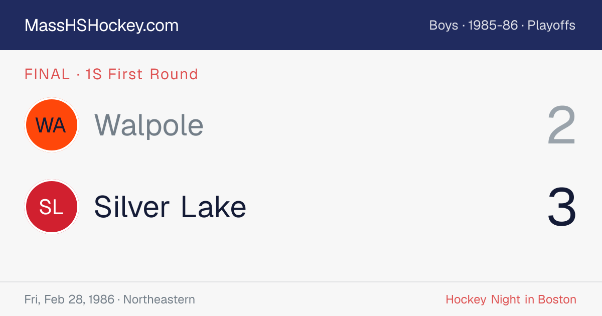 Walpole at Silver Lake score card