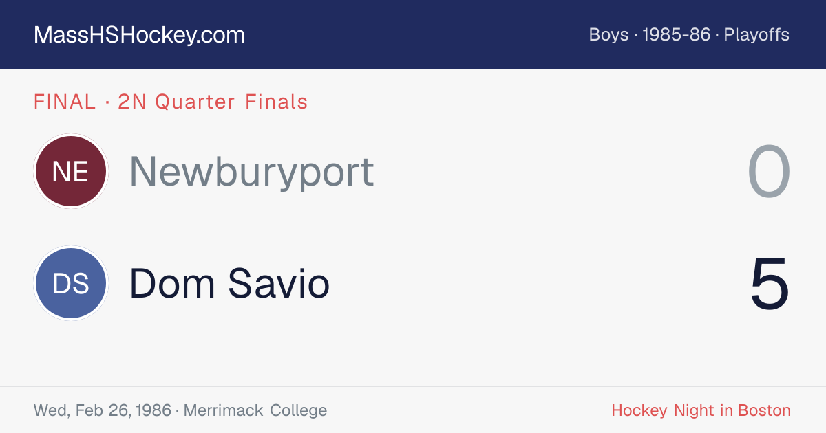 Newburyport at Dom Savio score card