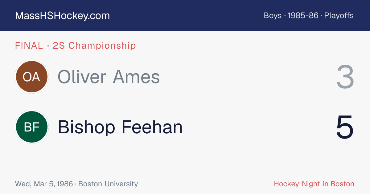 Oliver Ames at Bishop Feehan score card