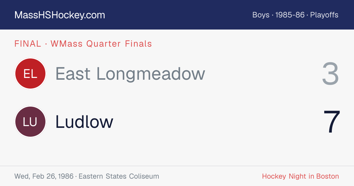 East Longmeadow at Ludlow score card