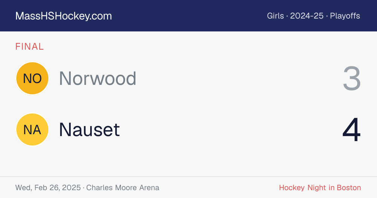 Norwood at Nauset score card