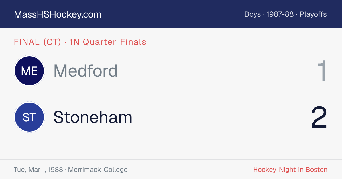 Medford at Stoneham score card