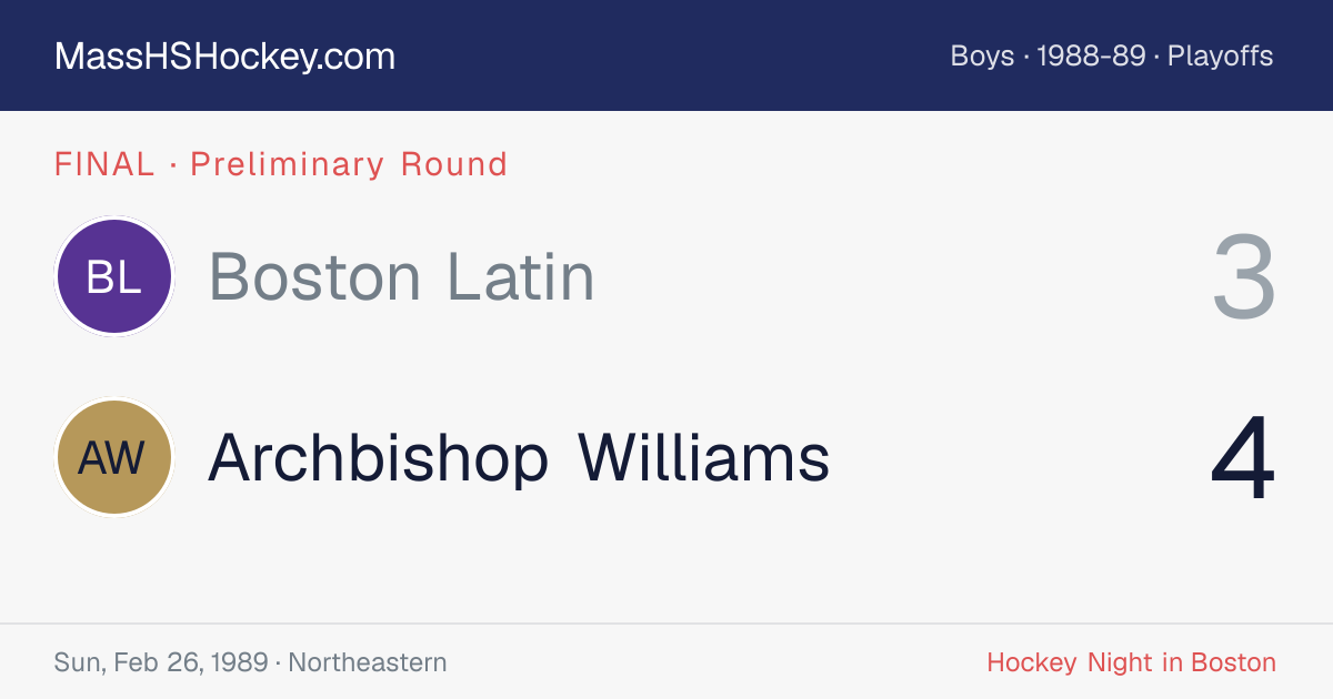 Boston Latin at Archbishop Williams score card