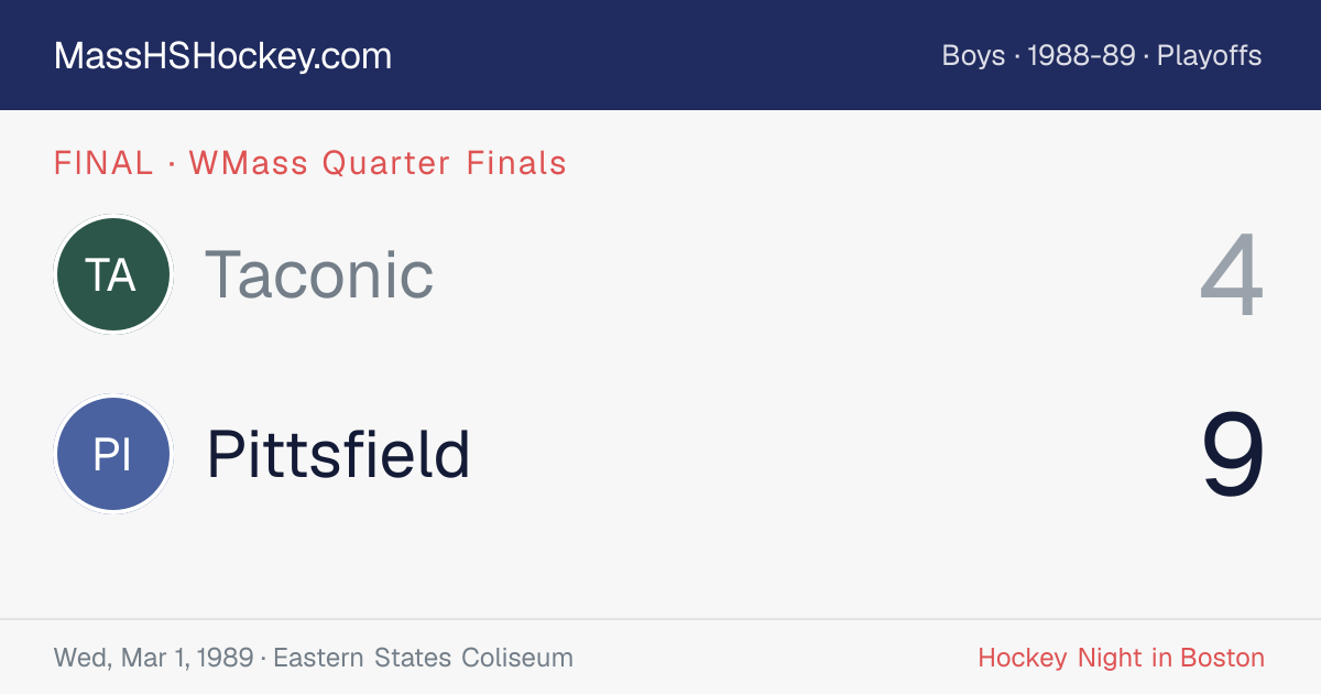 Taconic at Pittsfield score card