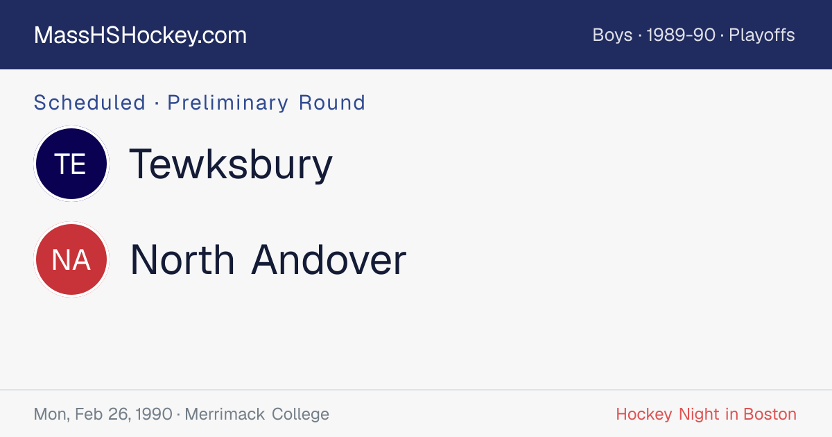 Tewksbury at North Andover score card