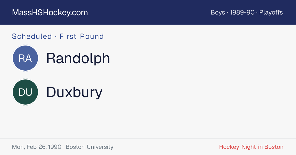 Randolph at Duxbury score card