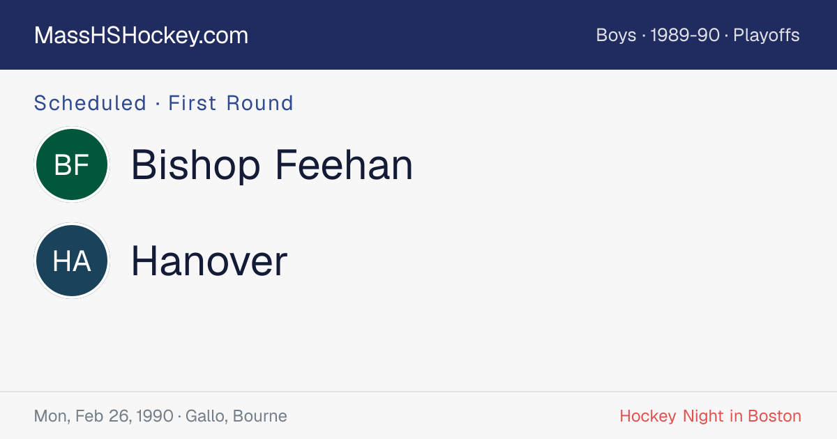 Bishop Feehan at Hanover score card