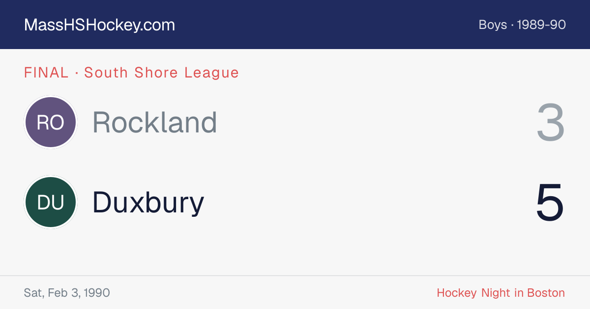 Rockland at Duxbury score card