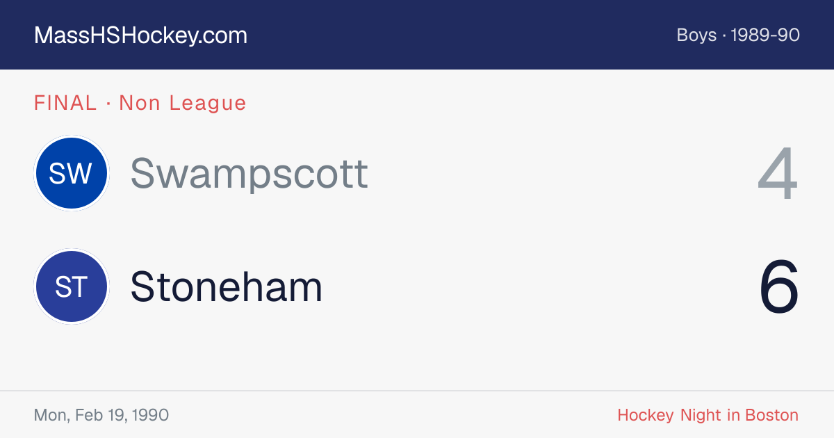 Swampscott at Stoneham score card