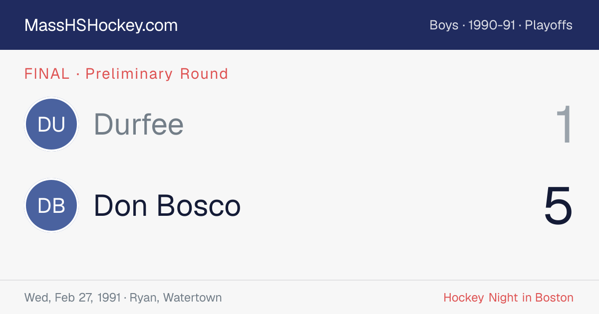 Durfee at Don Bosco score card
