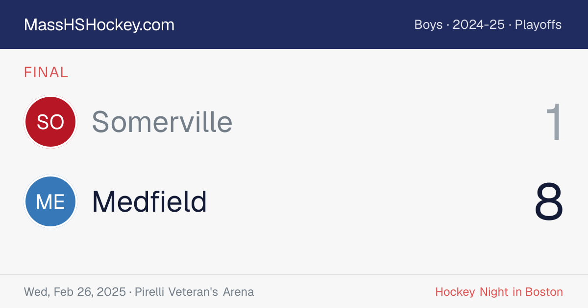 Somerville at Medfield score card