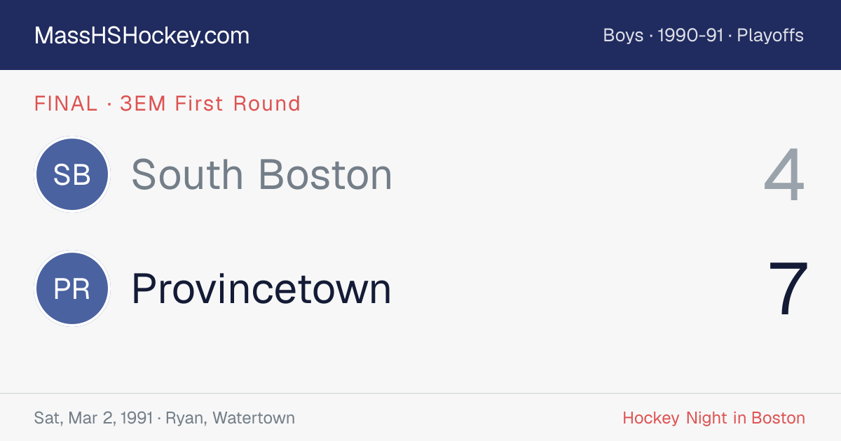 South Boston at Provincetown score card