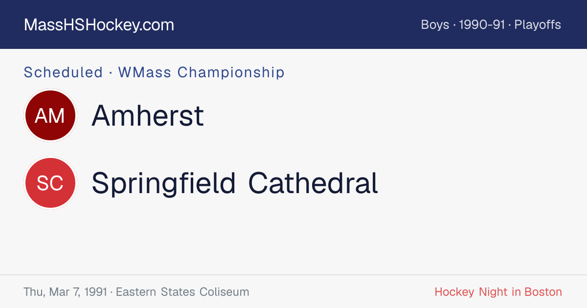 Amherst at Springfield Cathedral score card