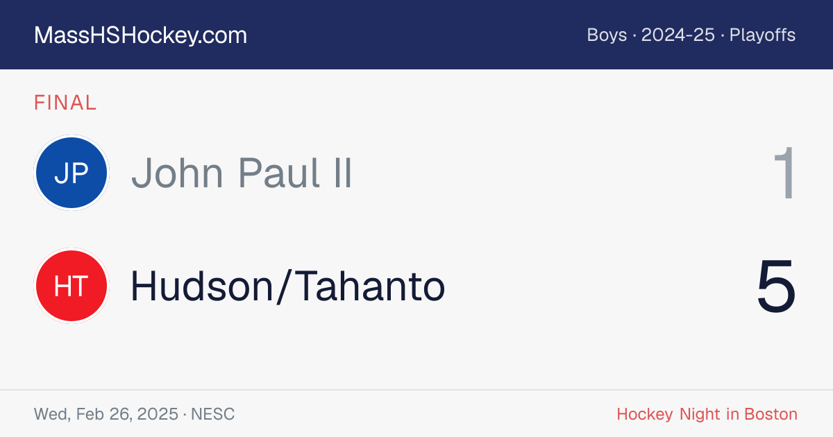 John Paul II at Hudson/Tahanto score card