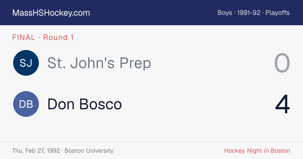 St. John's Prep at Don Bosco score card