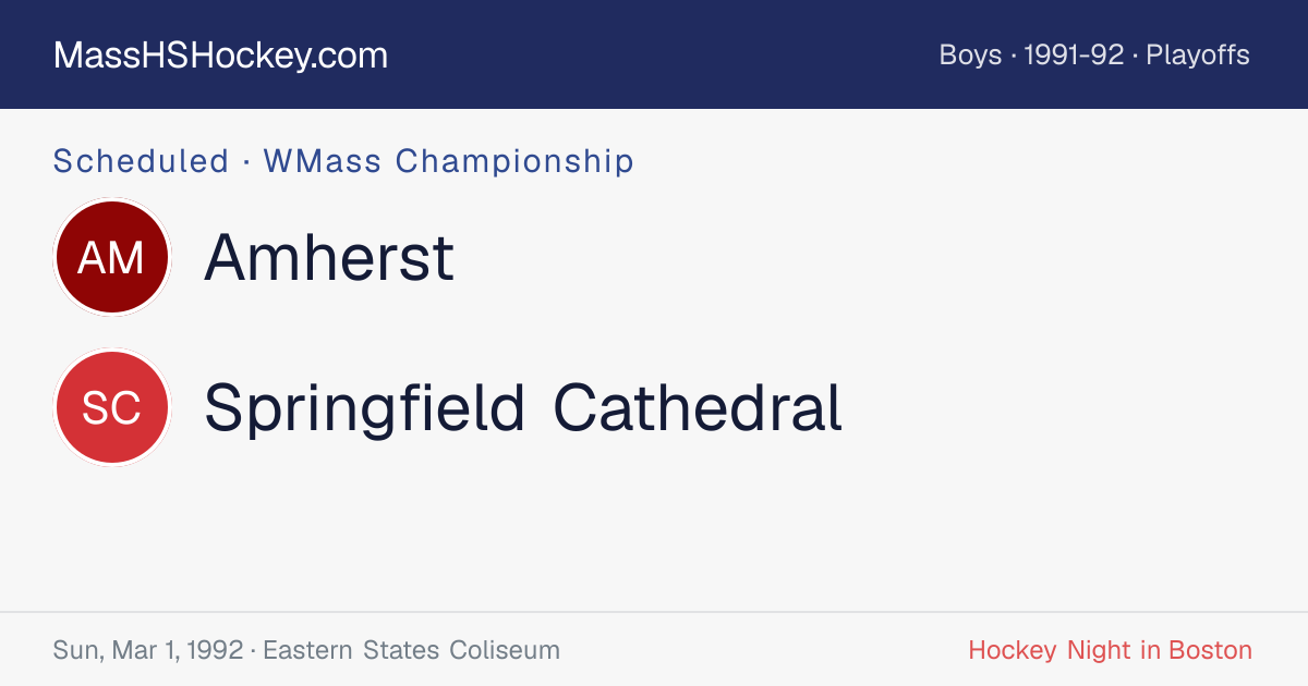 Amherst at Springfield Cathedral score card