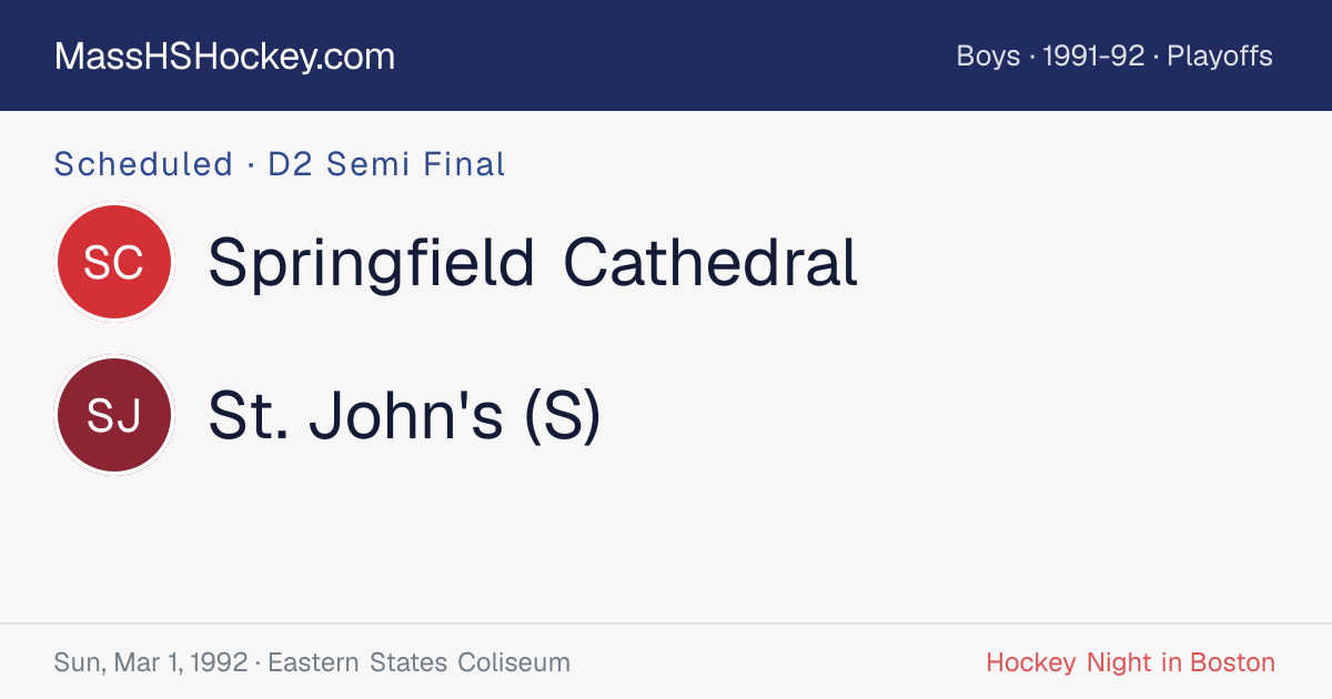Springfield Cathedral at St. John's (S) score card