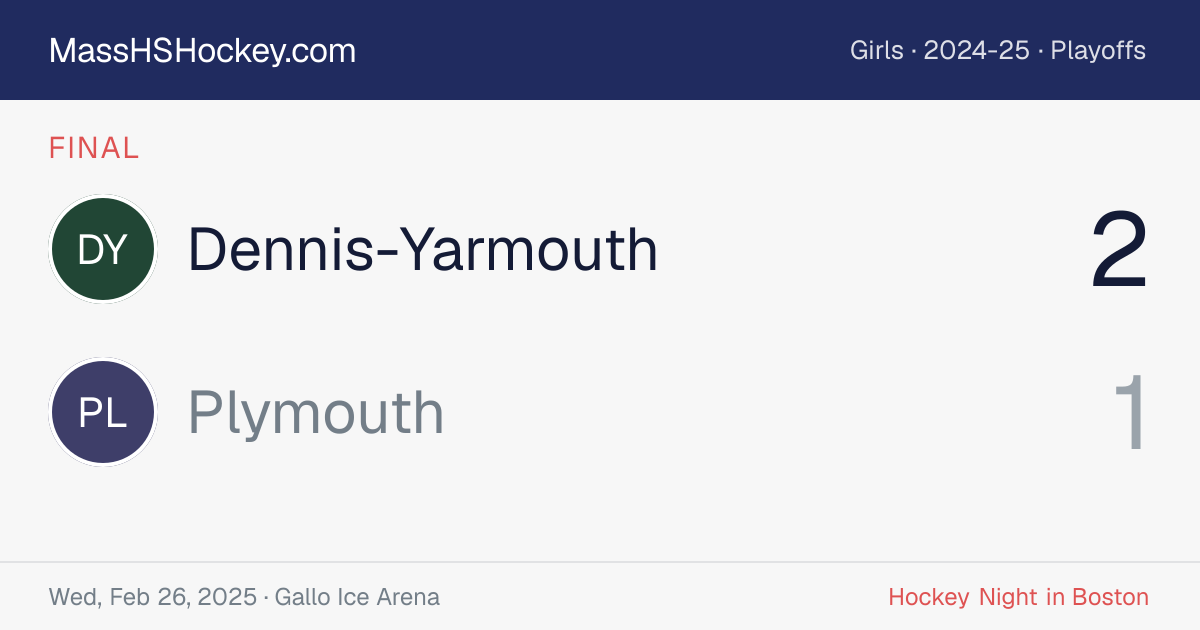Dennis-Yarmouth at Plymouth score card