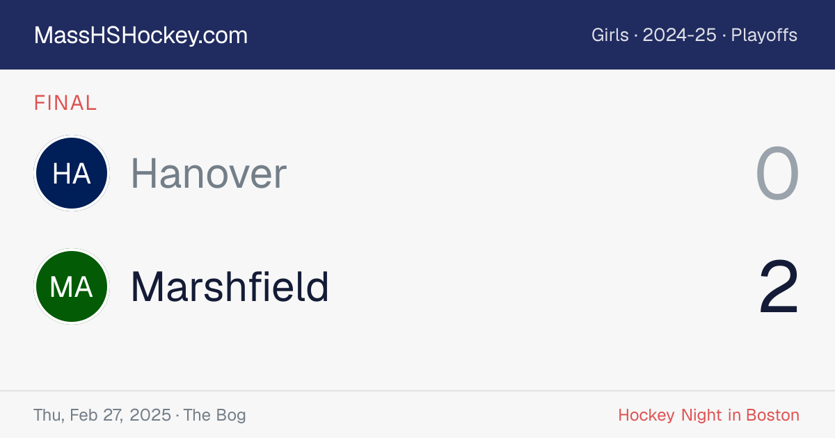 Hanover at Marshfield score card