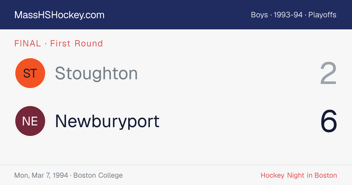 Stoughton at Newburyport score card