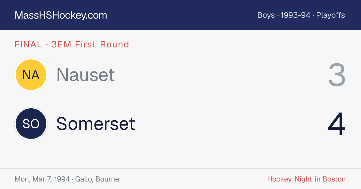 Nauset at Somerset score card