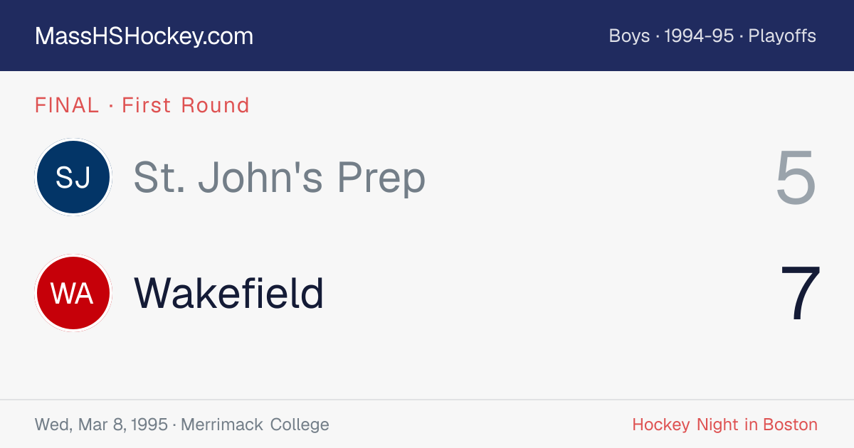 St. John's Prep at Wakefield score card